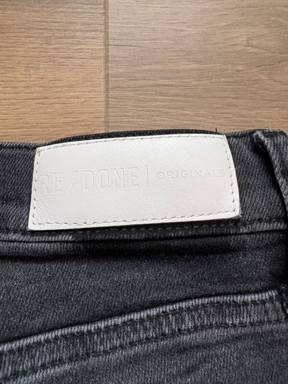 Re/Done Washed Black High-Rise Distressed Straight Jeans- size 28 - Picture 9 of 9